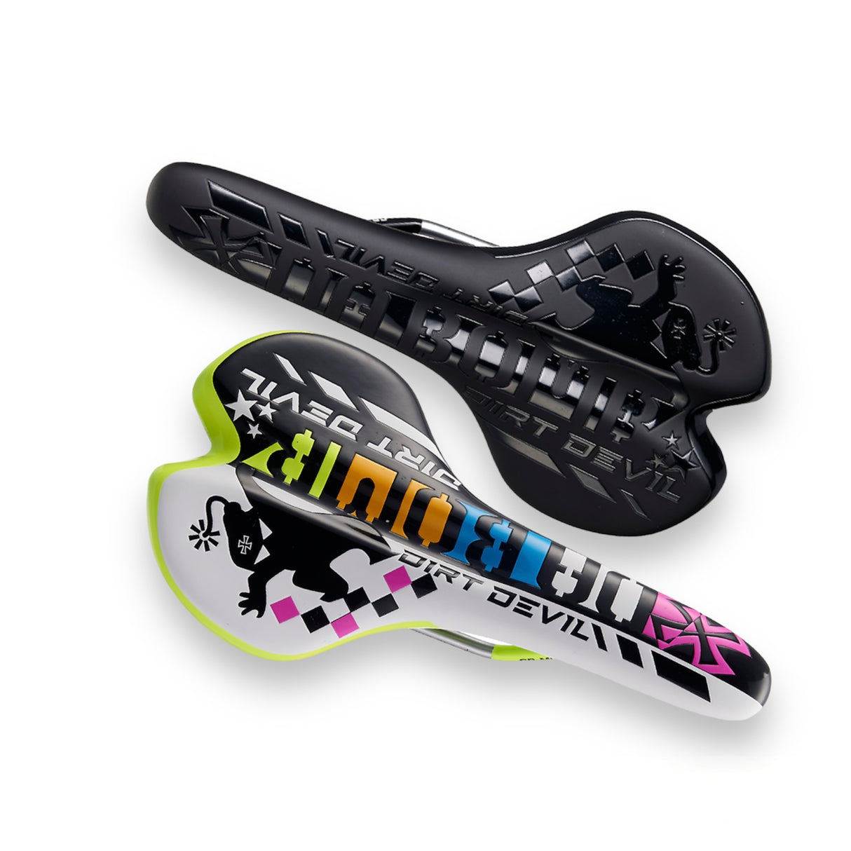 Da Bomb Dirt Devil Saddle Colorful and Black
